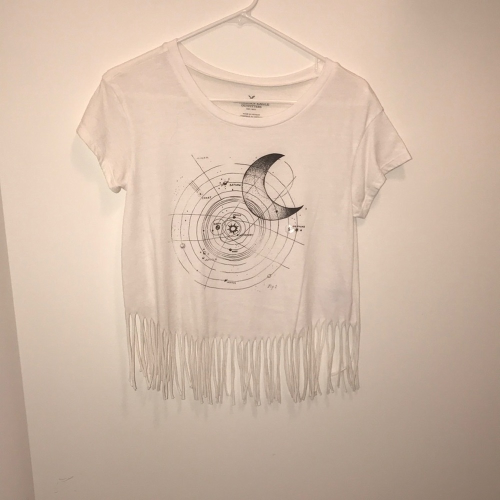 American Eagle fringed t shirt